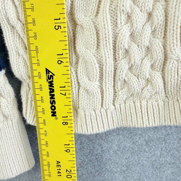 Cotton On Kids Cable Knit V-Neck Sweater Cream Navy Stripes Sz 9-10 - Picture 8 of 11